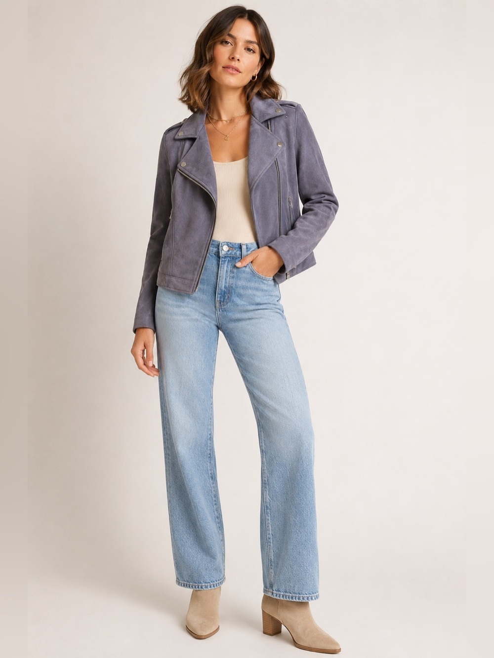 NWT Listicle Faux Suede Moto Jacket Size S
